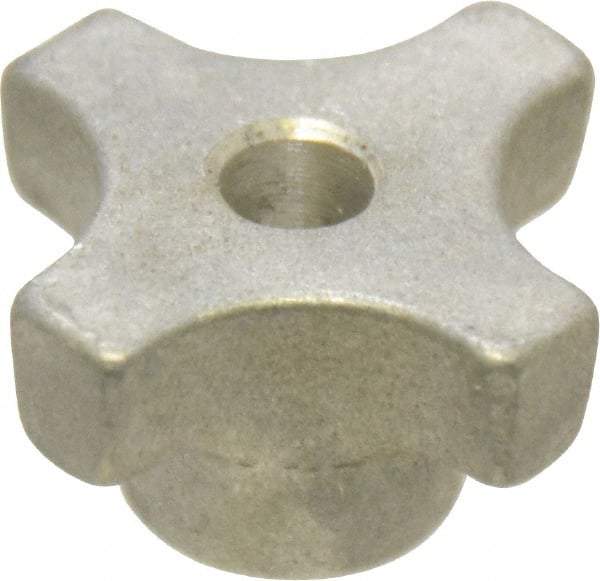 Made in USA - 1-1/8" Head Diam, 4 Point Lobed Knob - 1/4" Hole, Aluminum - Eagle Tool & Supply