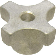 Made in USA - 1-1/8" Head Diam, 4 Point Lobed Knob - 1/4" Hole, Aluminum - Eagle Tool & Supply
