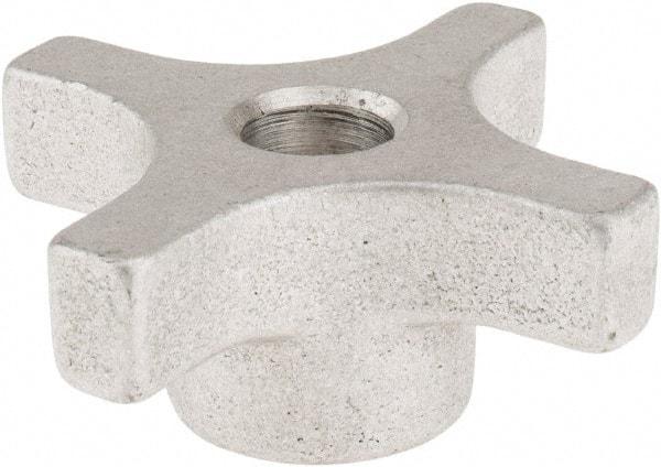 Made in USA - 3" Head Diam, 4 Point Lobed Knob - 5/8" Hole, Aluminum - Eagle Tool & Supply