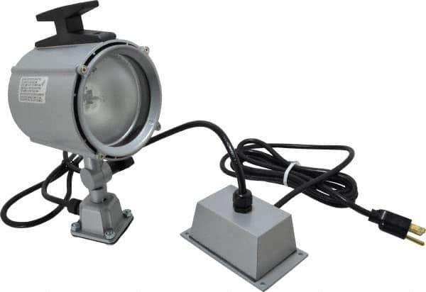 Electrix - 4 NEMA Rated, 12 VDC, 55 Watt, Spot Machine Light - Direct Mount, 9 Ft. Cord, 4-1/2 Inch Light Diameter, Remote Ballast, Gray - Eagle Tool & Supply