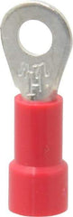 Made in USA - 22-18 AWG Fully Insulated Crimp Connection Circular Ring Terminal - #6 Stud, Copper Contact - Eagle Tool & Supply