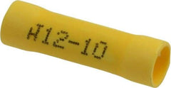 Made in USA - 12 to 10 AWG Compatible, Butt Splice Terminal - Yellow - Eagle Tool & Supply