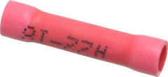 Made in USA - 22 to 18 AWG Compatible, Butt Splice Terminal - Red - Eagle Tool & Supply
