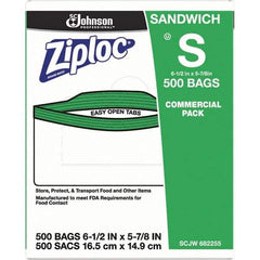 Ziploc - 500 Piece, 22 oz. Capacity, 6-1/2 Inch Long x 6 Inch Wide, Ziploc Sandwich Bag - 1.2 mil Thick, Rectangle Clear Plastic - Eagle Tool & Supply