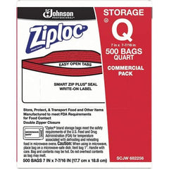 Ziploc - 500 Piece, 1 Quart Capacity, 8 Inch Long x 7 Inch Wide, Ziploc Storage Bag - 1.75 mil Thick, Rectangle Clear Plastic - Eagle Tool & Supply