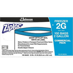 Ziploc - 100 Piece, 2 Gallon Capacity, 13 Inch Long x 15-1/2 Inch Wide, Ziploc Freezer Bag - 2.7 mil Thick, Rectangle Clear Plastic - Eagle Tool & Supply