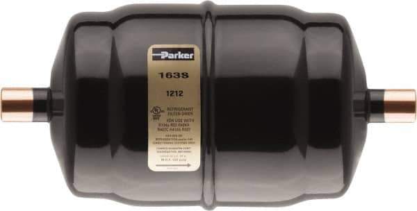 Parker - 5/8" Connection, 6.32" Long, Refrigeration Liquid Line Filter Dryer - 5.08" Cutout Length, 389/367 Drops Water Capacity - Eagle Tool & Supply