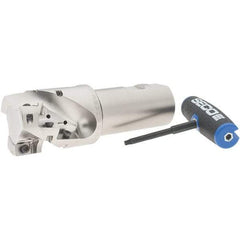 Seco - 2" Cut Diam, 1.85" Max Depth of Cut, 1-1/2" Shank Diam, 5.49" OAL, Indexable Square Shoulder Helical End Mill - XO.X 1806 Inserts, Weldon Shank, 90° Lead Angle, Through Coolant, Series Power Turbo - Eagle Tool & Supply