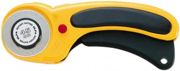 Olfa - Fixed Safety Cutter - 1.77" Tungsten Tool Steel Blade, Yellow & Black ABS Plastic with Elastomer Inset Handle, 1 Blade Included - Eagle Tool & Supply