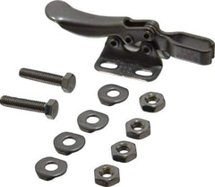 De-Sta-Co - 75 Lb Holding Capacity, Horizontal Handle, Manual Hold Down Toggle Clamp - 80° Handle Movement, 90° Bar Opening, U-Bar, Flanged Base, Electro-Plated Zinc, Stainless Steel - Eagle Tool & Supply