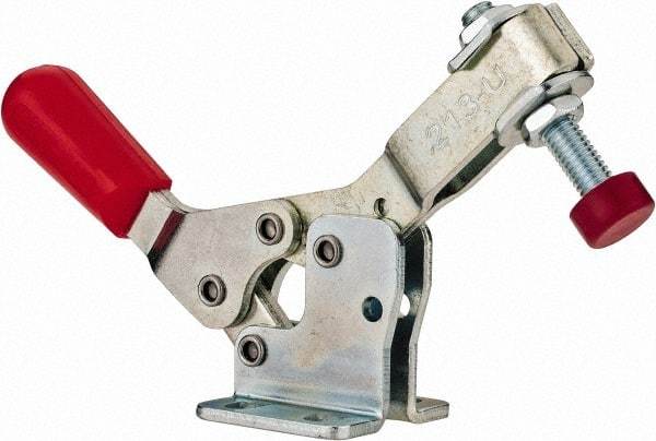 De-Sta-Co - 150 Lb Holding Capacity, Horizontal Handle, Manual Hold Down Toggle Clamp - 60° Handle Movement, 90° Bar Opening, U-Bar, Flanged Base, Electro-Plated Zinc, Carbon Steel - Eagle Tool & Supply