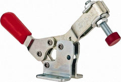 De-Sta-Co - 150 Lb Holding Capacity, Horizontal Handle, Manual Hold Down Toggle Clamp - 60° Handle Movement, 90° Bar Opening, U-Bar, Flanged Base, Electro-Plated Zinc, Carbon Steel - Eagle Tool & Supply