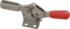 De-Sta-Co - 150 Lb Holding Capacity, Horizontal Handle, Manual Hold Down Toggle Clamp - 60° Handle Movement, 90° Bar Opening, U-Bar, Flanged Base, Electro-Plated Zinc, Stainless Steel - Eagle Tool & Supply