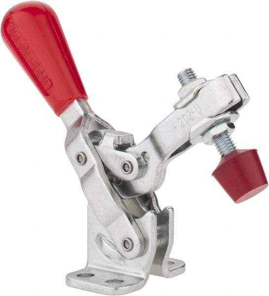 De-Sta-Co - 200 Lb Holding Capacity, Vertical Handle, Manual Hold Down Toggle Clamp - 65° Handle Movement, 105° Bar Opening, U-Bar, Flanged Base, Electro-Plated Zinc, Carbon Steel - Eagle Tool & Supply