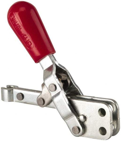 De-Sta-Co - 200 Lb Holding Capacity, Vertical Handle, Manual Hold Down Toggle Clamp - 65° Handle Movement, 105° Bar Opening, Solid Bar, Straight Base, Electro-Plated Zinc, Carbon Steel - Eagle Tool & Supply