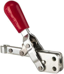 De-Sta-Co - 200 Lb Holding Capacity, Vertical Handle, Manual Hold Down Toggle Clamp - 65° Handle Movement, 105° Bar Opening, Solid Bar, Straight Base, Electro-Plated Zinc, Carbon Steel - Eagle Tool & Supply