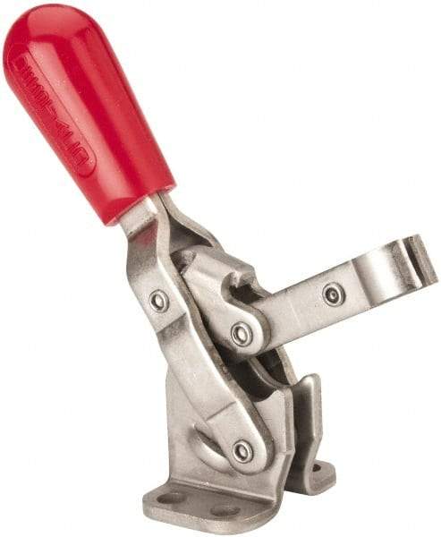 De-Sta-Co - 250 Lb Holding Capacity, Vertical Handle, Manual Hold Down Toggle Clamp - 65° Handle Movement, 105° Bar Opening, Solid Bar, Flanged Base, Electro-Plated Zinc, Stainless Steel - Eagle Tool & Supply