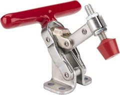 De-Sta-Co - 200 Lb Holding Capacity, Vertical Handle, Manual Hold Down Toggle Clamp - 65° Handle Movement, 105° Bar Opening, Solid Bar, Flanged Base, Electro-Plated Zinc, Carbon Steel - Eagle Tool & Supply