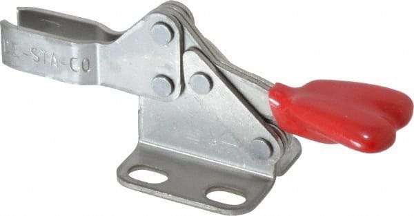 De-Sta-Co - 100 Lb Holding Capacity, Horizontal Handle, Manual Hold Down Toggle Clamp - 90° Handle Movement, 90° Bar Opening, U-Bar, Flanged Base, Electro-Plated Zinc, Stainless Steel - Eagle Tool & Supply