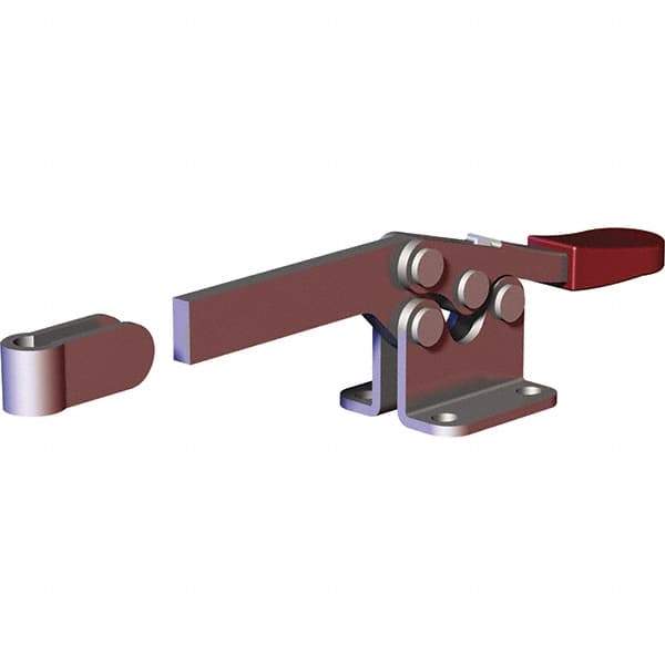 De-Sta-Co - 200 Lb Holding Capacity, Horizontal Handle, Manual Hold Down Toggle Clamp - 78° Handle Movement, 87° Bar Opening, Solid Bar, Flanged Base, Electro-Plated Zinc, Carbon Steel - Eagle Tool & Supply