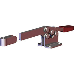 De-Sta-Co - 200 Lb Holding Capacity, Horizontal Handle, Manual Hold Down Toggle Clamp - 78° Handle Movement, 87° Bar Opening, Solid Bar, Flanged Base, Electro-Plated Zinc, Carbon Steel - Eagle Tool & Supply