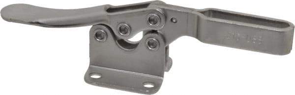 De-Sta-Co - 200 Lb Holding Capacity, Horizontal Handle, Manual Hold Down Toggle Clamp - 78° Handle Movement, 87° Bar Opening, U-Bar, Flanged Base, Electro-Plated Zinc, Stainless Steel - Eagle Tool & Supply