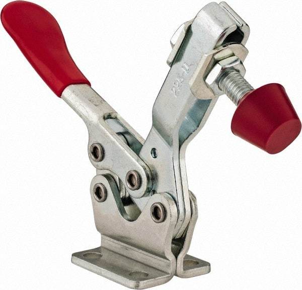 De-Sta-Co - 500 Lb Holding Capacity, Horizontal Handle, Manual Hold Down Toggle Clamp - 70° Handle Movement, 92° Bar Opening, U-Bar, Flanged Base, Electro-Plated Zinc, Carbon Steel - Eagle Tool & Supply
