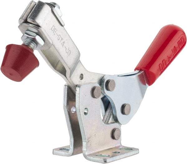 De-Sta-Co - 500 Lb Holding Capacity, Horizontal Handle, Manual Hold Down Toggle Clamp - 56° Handle Movement, 91° Bar Opening, U-Bar, Flanged Base, Electro-Plated Zinc, Carbon Steel - Eagle Tool & Supply