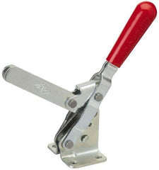 De-Sta-Co - 750 Lb Holding Capacity, Vertical Handle, Manual Hold Down Toggle Clamp - 58° Handle Movement, 103° Bar Opening, U-Bar, Flanged Base, Electro-Plated Zinc, Stainless Steel - Eagle Tool & Supply