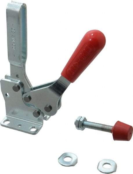 De-Sta-Co - 750 Lb Holding Capacity, Horizontal Handle, Manual Hold Down Toggle Clamp - 59° Handle Movement, 93° Bar Opening, U-Bar, Flanged Base, Electro-Plated Zinc, Carbon Steel - Eagle Tool & Supply