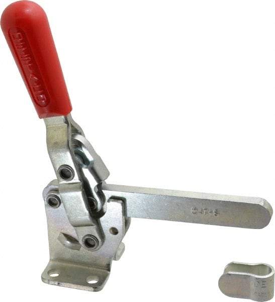 De-Sta-Co - 1,000 Lb Holding Capacity, Vertical Handle, Manual Hold Down Toggle Clamp - 67° Handle Movement, 120° Bar Opening, Solid Bar, Flanged Base, Electro-Plated Zinc, Carbon Steel - Eagle Tool & Supply
