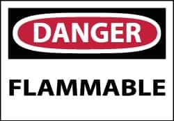 NMC - Danger - Flammable, Pressure Sensitive Vinyl Fire Sign - 5" Wide x 3" High - Eagle Tool & Supply