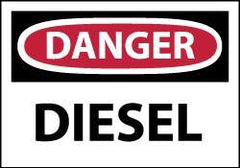 NMC - Hazardous Materials Label, Header: DANGER - Legend: Danger - Diesel, English, Red, Black & White, 5" Long x 3" High, Sign Muscle Finish - Eagle Tool & Supply