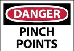NMC - Accident Prevention Label, Header: DANGER - Legend: Danger - Pinch Points, English, Red, Black & White, 5" Long x 3" High, Sign Muscle Finish - Eagle Tool & Supply