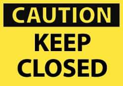 NMC - Accident Prevention Label, Header: CAUTION - Legend: Caution - Keep Closed, English, Black & Yellow, 5" Long x 3" High, Sign Muscle Finish - Eagle Tool & Supply