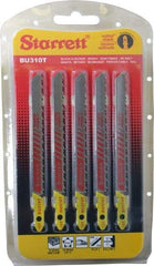 Starrett - 4" Long, 10 Teeth per Inch, Bi-Metal Jig Saw Blade - Toothed Edge, 5/16" Wide x 0.05" Thick, U-Shank, Ground Taper Tooth Set - Eagle Tool & Supply