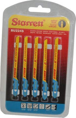 Starrett - 3" Long, 24 Teeth per Inch, Bi-Metal Jig Saw Blade - Toothed Edge, 3/16" Wide x 0.04" Thick, U-Shank, Wavy Tooth Set - Eagle Tool & Supply