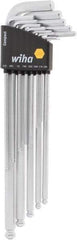 Wiha - 13 Piece L-Key Ball End Hex Key Set - Hex Range 1/2 to 3/8", Chrome Vanadium Molybdenum - Eagle Tool & Supply