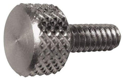 Electro Hardware - #10-32 Knurled Shoulderless Grade 303 Stainless Steel Thumb Screw - 5/8" OAL, 7/16" Head Diam x 3/16" Head Height, Uncoated - Eagle Tool & Supply