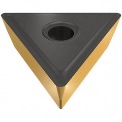 Iscar - TPMR321 PF Grade IC9350 Carbide Turning Insert - TiCN/Al2O3/TiN Finish, 60° Triangle, 3/8" Inscr Circle, 1/8" Thick, 1/64" Corner Radius - Eagle Tool & Supply