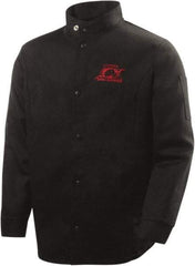 Steiner - Size M Welding & Flame Resistant/Retardant Jacket - Black, Cotton, Snaps Closure, 44 to 46" Chest - Eagle Tool & Supply