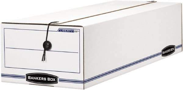 BANKERS BOX - 1 Compartment, 9-3/4" Wide x 6-1/4" High x 23-3/4" Deep, Storage Box - Corrugated Cardboard, White/Blue - Eagle Tool & Supply