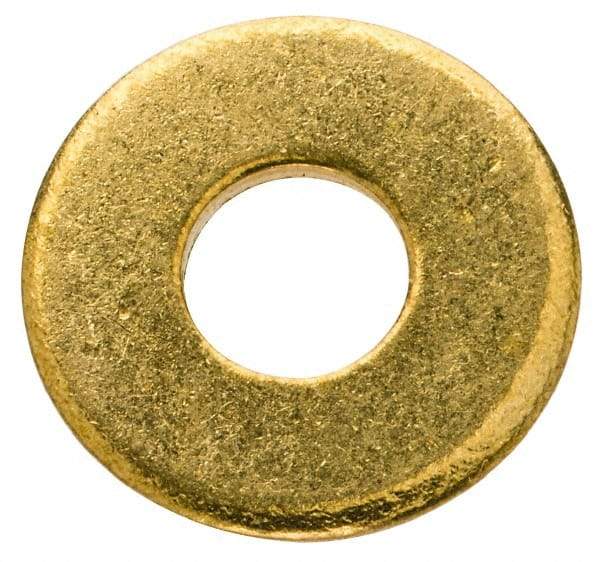 Value Collection - #10 Screw, Brass Standard Flat Washer - 0.2" ID x 1/2" OD, 0.04" Thick, Plain Finish - Eagle Tool & Supply
