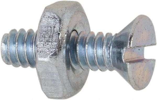 Value Collection - #6-32 UNC, 1/2" OAL Slotted Drive Machine Screw - Flat Head, Grade 2 Steel, Zinc-Plated Finish, Without Washer - Eagle Tool & Supply
