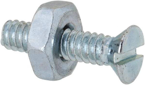 Value Collection - #6-32 UNC, 5/8" OAL Slotted Drive Machine Screw - Flat Head, Grade 2 Steel, Zinc-Plated Finish, Without Washer - Eagle Tool & Supply