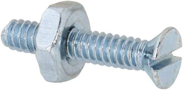 Value Collection - #6-32 UNC, 3/4" OAL Slotted Drive Machine Screw - Flat Head, Grade 2 Steel, Zinc-Plated Finish, Without Washer - Eagle Tool & Supply