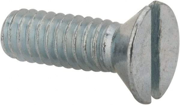 Value Collection - #8-32 UNC, 1/2" OAL Slotted Drive Machine Screw - Flat Head, Grade 2 Steel, Zinc-Plated Finish, Without Washer - Eagle Tool & Supply