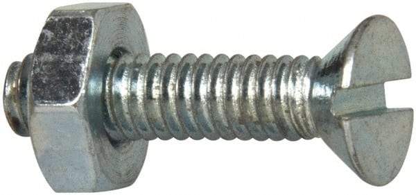 Value Collection - #8-32 UNC, 5/8" OAL Slotted Drive Machine Screw - Flat Head, Grade 2 Steel, Zinc-Plated Finish, Without Washer - Eagle Tool & Supply