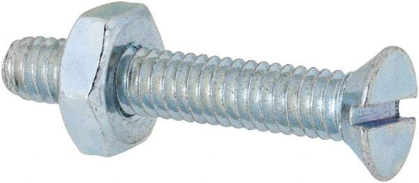 Value Collection - #8-32 UNC, 1" OAL Slotted Drive Machine Screw - Flat Head, Grade 2 Steel, Zinc-Plated Finish, Without Washer - Eagle Tool & Supply