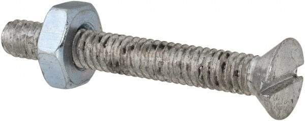 Value Collection - #8-32 UNC, 1-1/4" OAL Slotted Drive Machine Screw - Flat Head, Grade 2 Steel, Zinc-Plated Finish, Without Washer - Eagle Tool & Supply